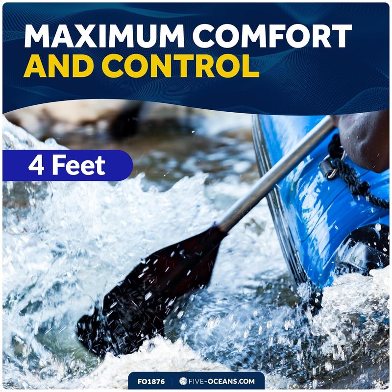 Five Oceans Canoe Paddle, Canoe Paddles and Boat Hook, Black, 4-Feet Long, Anodized Aluminum Shaft, Reinforced ABS Plastic Blade & Hook, Lightweight - Image 4